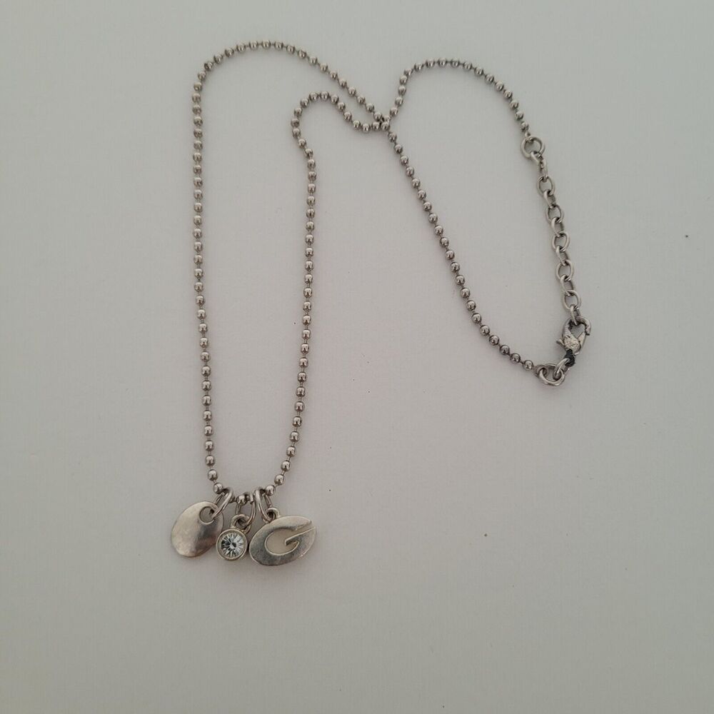 GUESS Ballpoint Silver Tone‎ Pendant G Necklace 16"